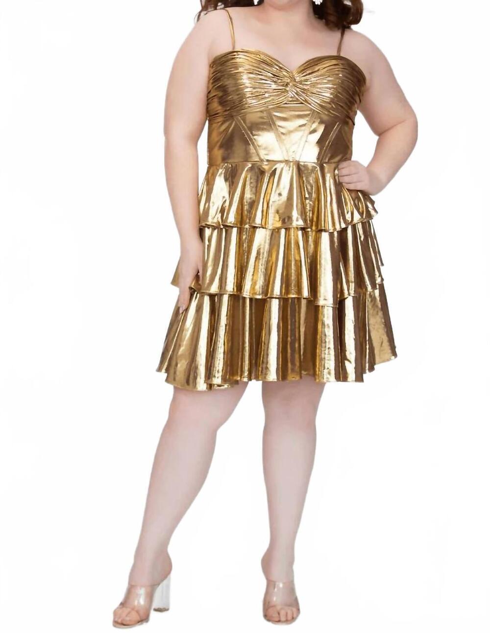 NEW SYDNEY'S CLOSET a-line party dress - plus in gold